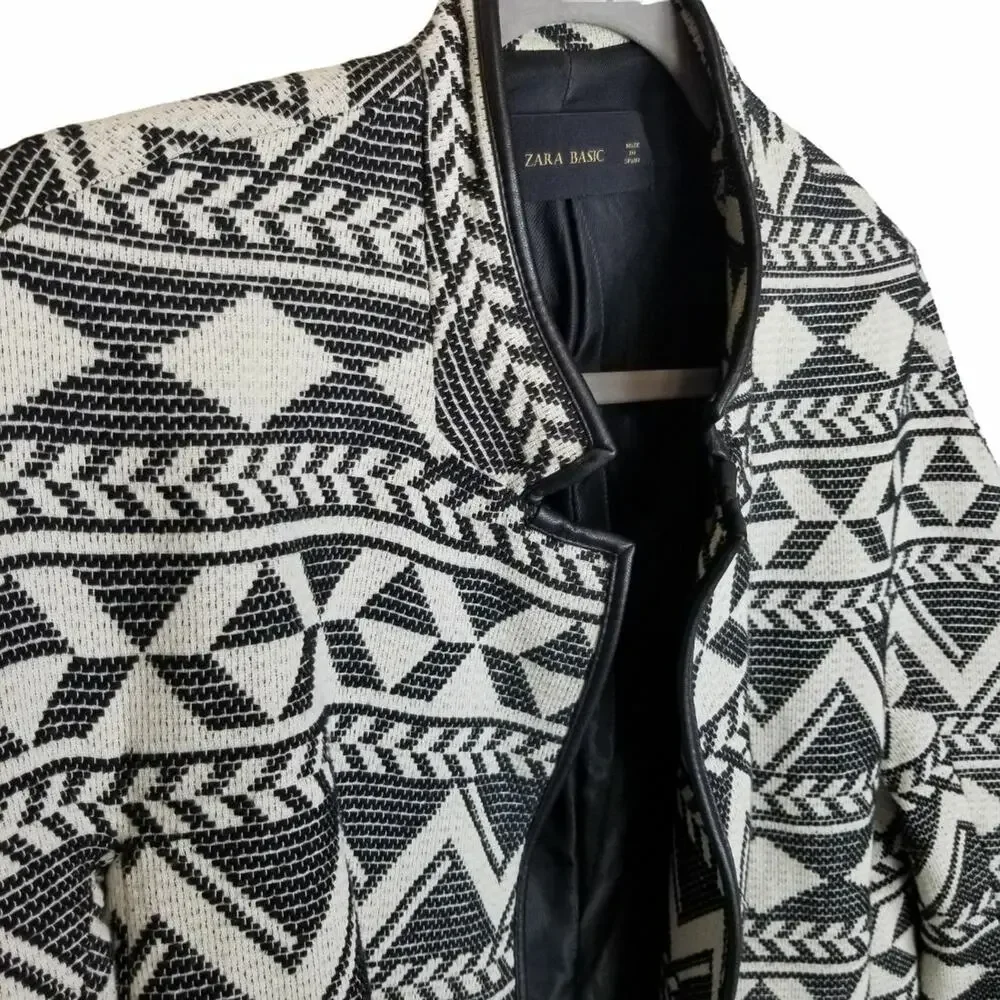 Zara Womens Southwestern Open Front Jacket Size S Western Layering Aztec Boho